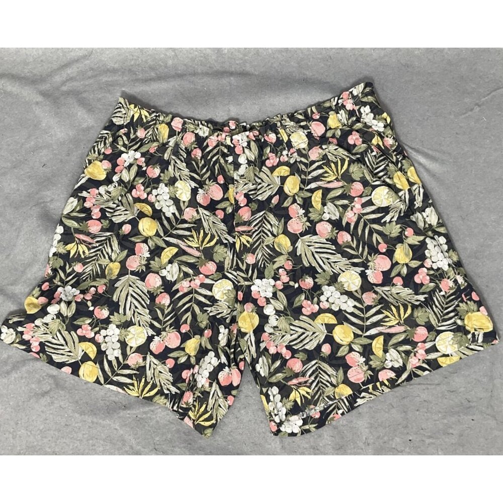 CJ‎ Banks Womens Sz 2X Shorts Olive Green Floral Hawaiian Linen Blend Pull On